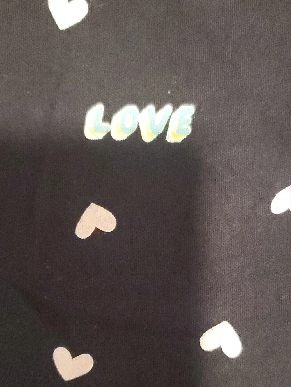 Old Navy Black Tank with Pink Hearts and Multicolor LOVE